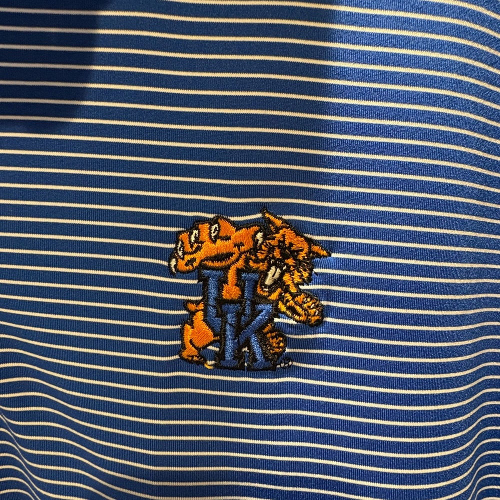 UK Peter Millar Blue and White Striped Polo